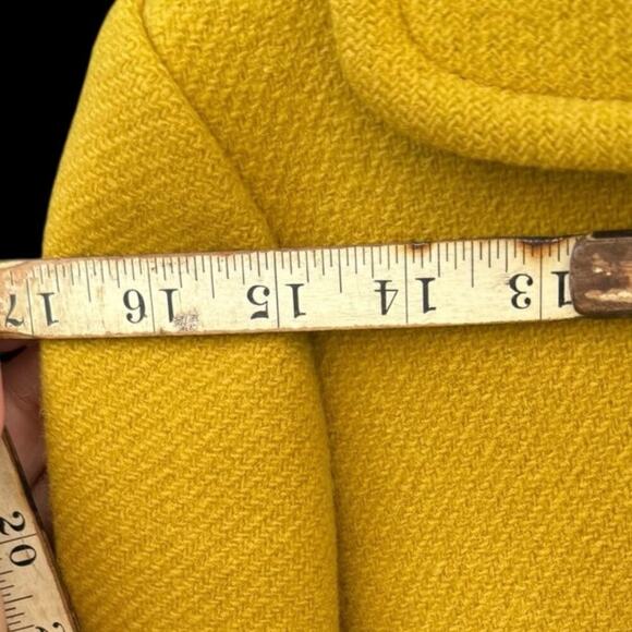 Vintage Yellow Wool Coat 1960s Mod Waist Tab Lined Swing S Mid Century 34” Bust - Picture 11 of 16